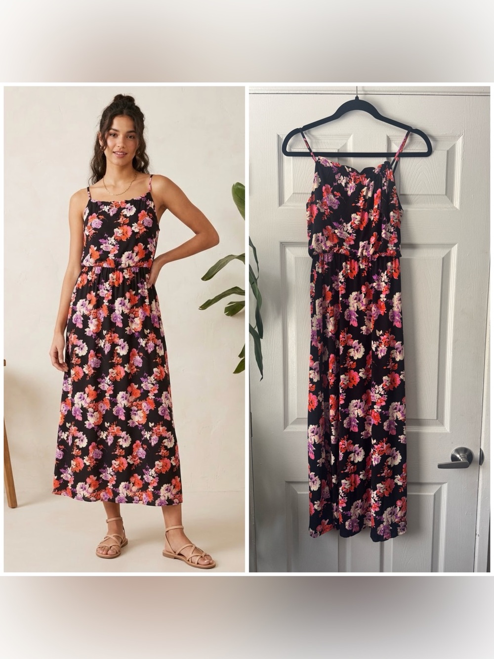 NEW Gilli Black Maxi Dress with Pink & Coral Floral Print, XSP